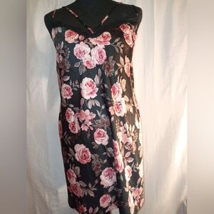 Secret Treasures Black and Pink Floral Chemise